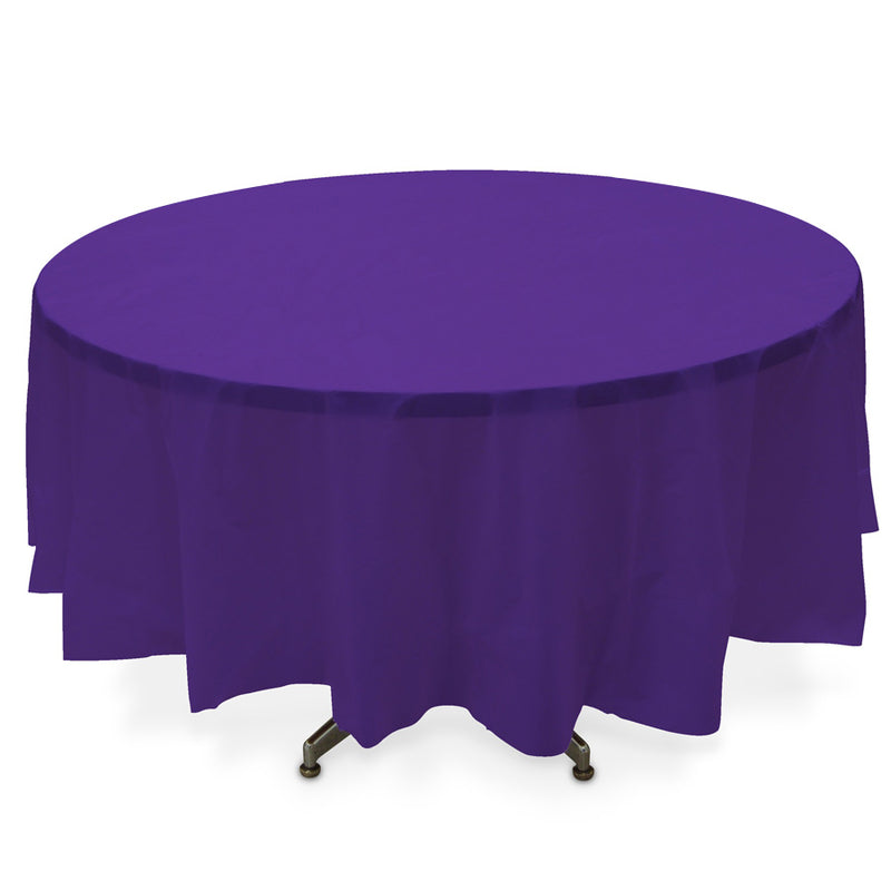 Round Plastic Table Cover - Purple - Pack of 12 - Events and Crafts-Celebra