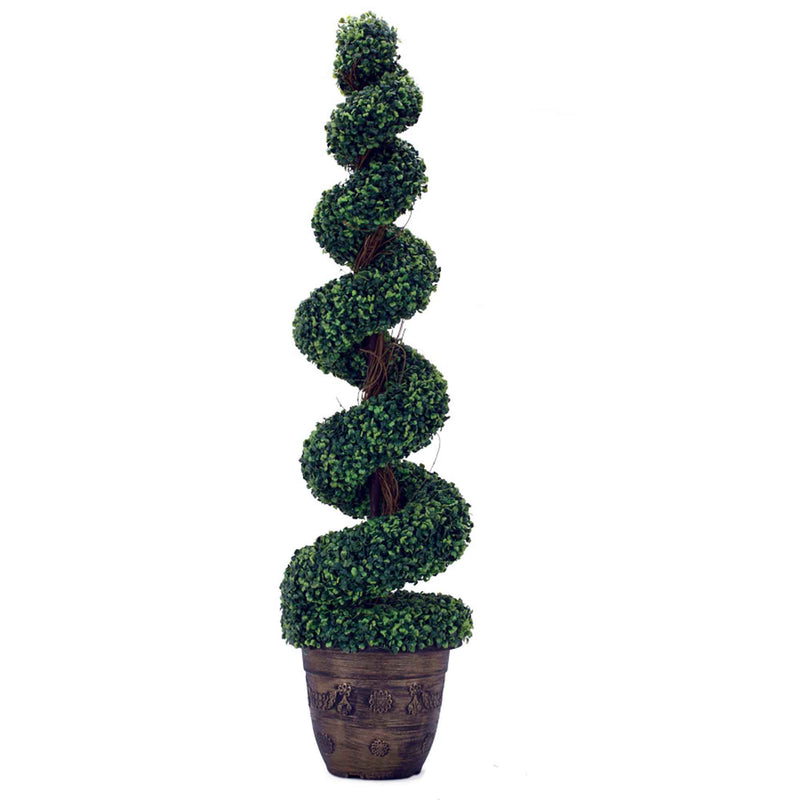 4 Foot Artificial Cedar Spiral Topiary Tree - Nearly Natural - Indoor/Outdoor Use