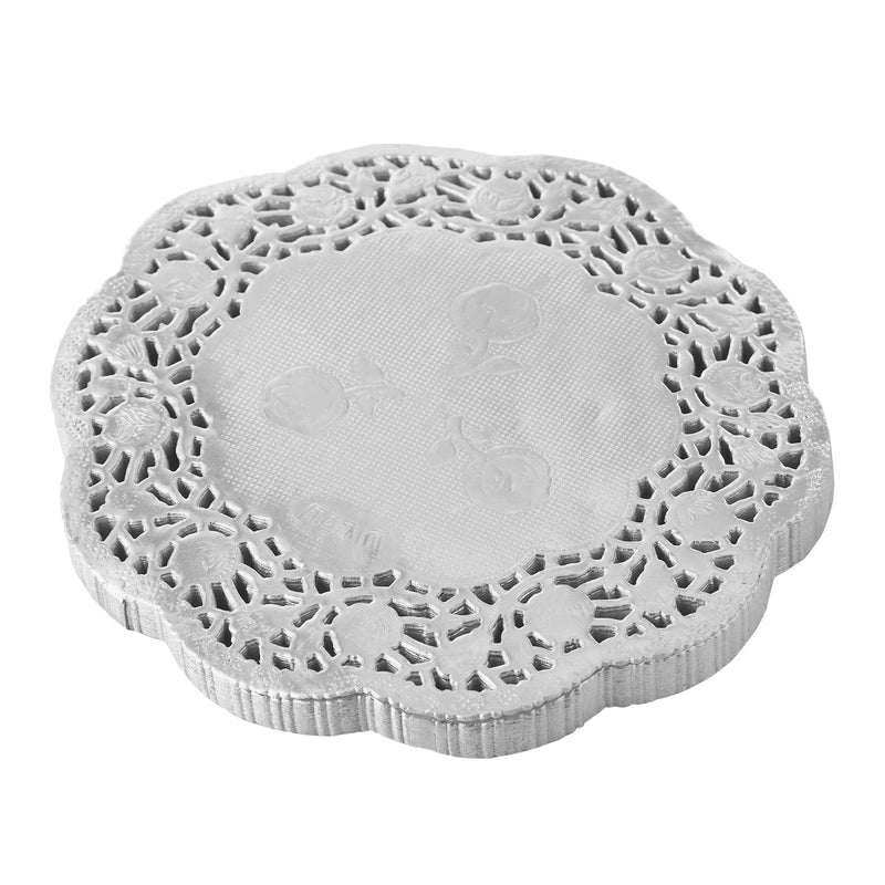 Events and Crafts  Round Lace Metallic Paper Doilies 4 - Set of