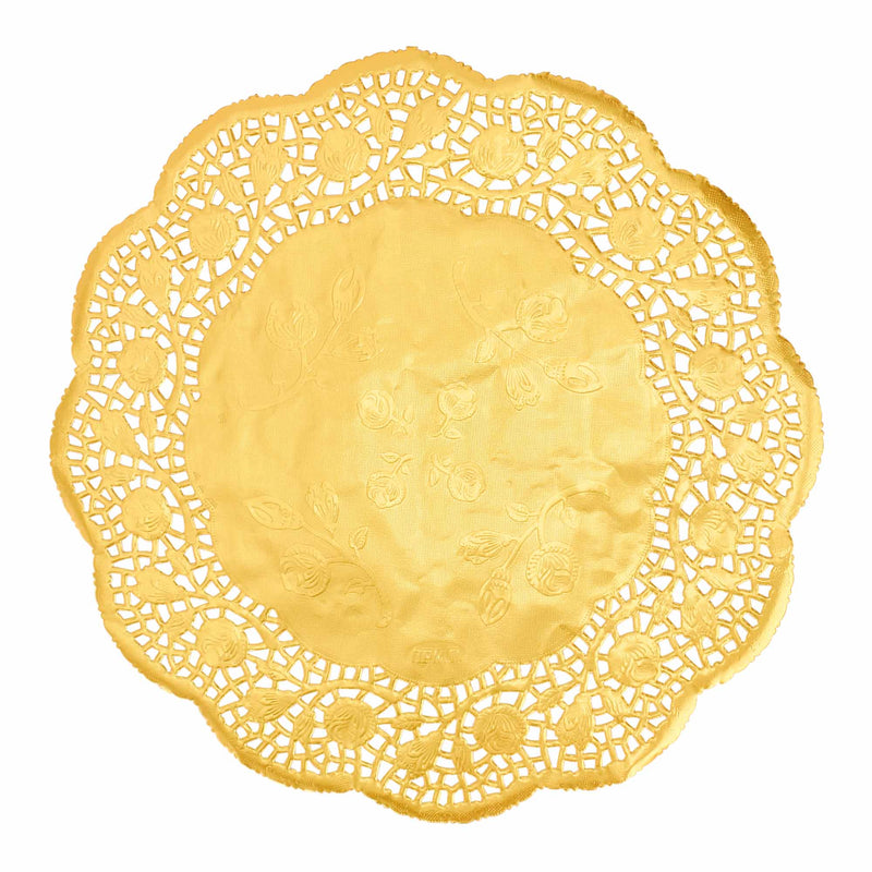 Events and Crafts  Round Lace Metallic Paper Doilies 12 - Set of 100 -  Gold