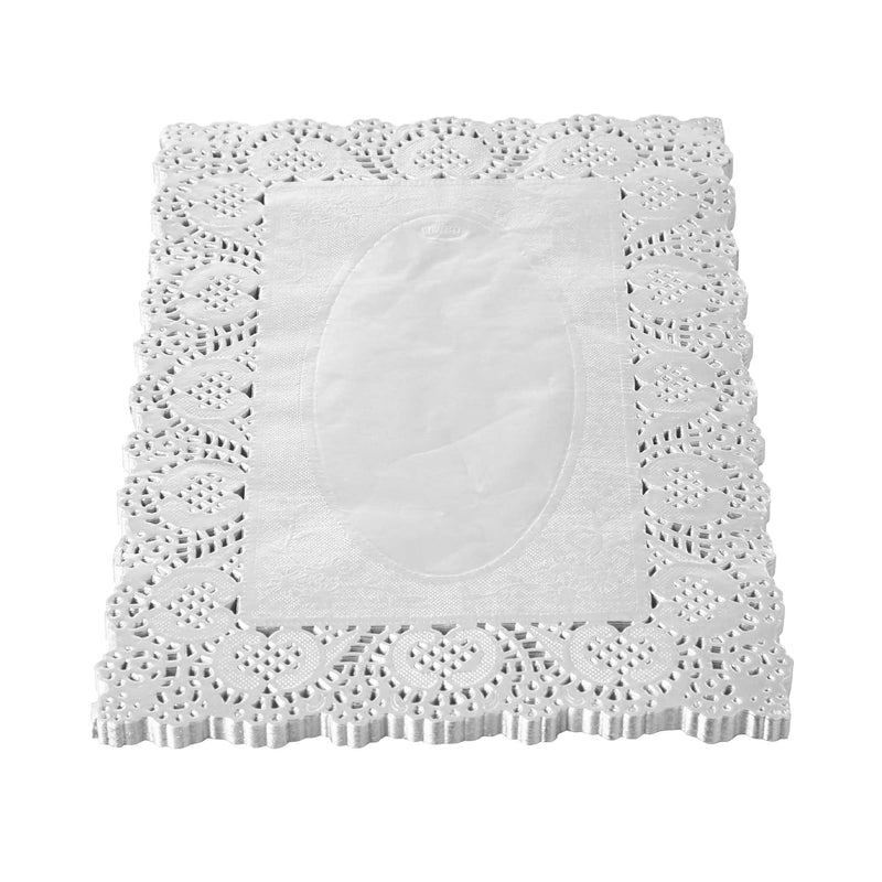 Rectangle Lace Metallic Paper Doilies 13½" L x 9¾" W - Set of 100 - Events and Crafts-Dulcet Delights