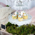 Lacey Covered Cake Stand - Lifestyle with Cupcakes