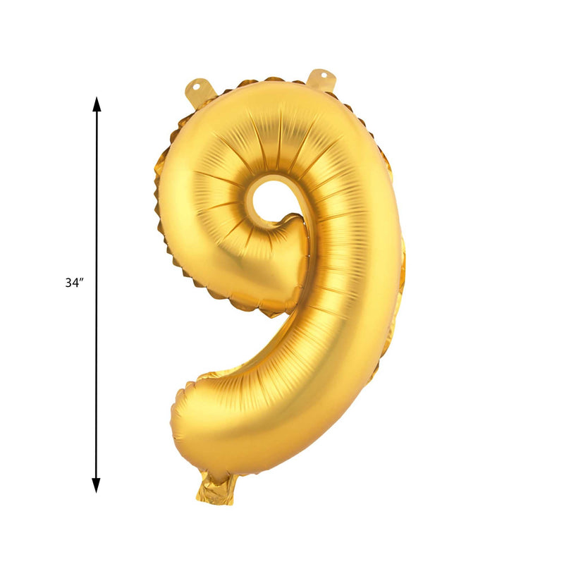 Mylar Balloon Number 9 34" - Gold