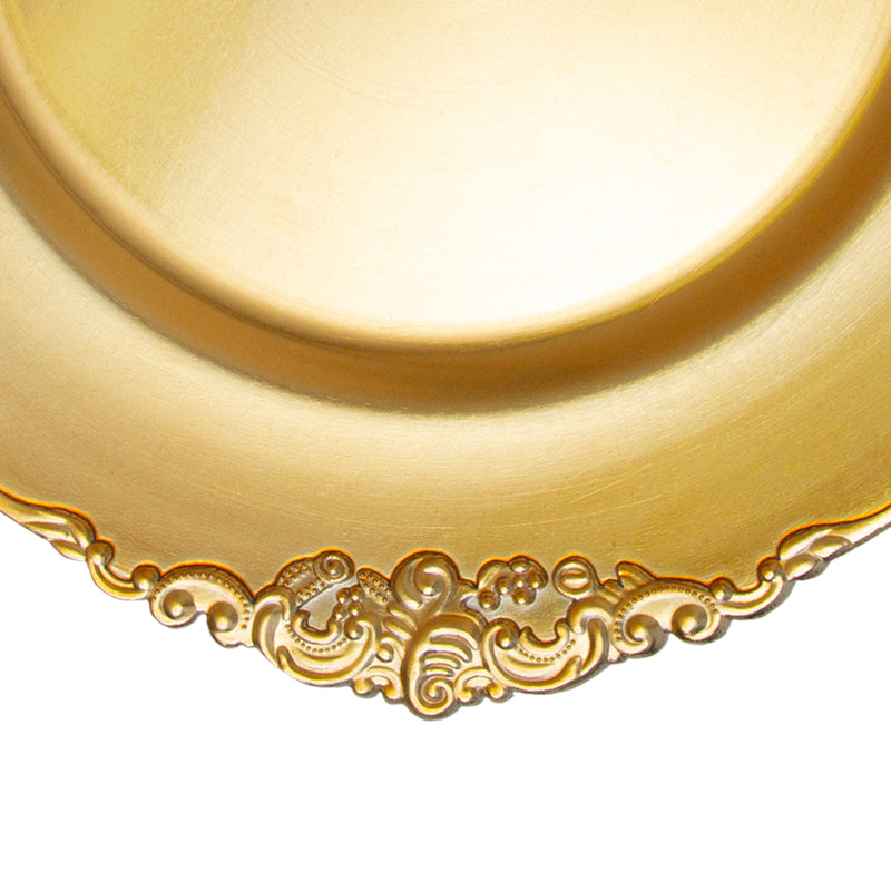 Filigree Edge Plastic Charger Plate 13" - Gold - Events and Crafts-Simply Elegant