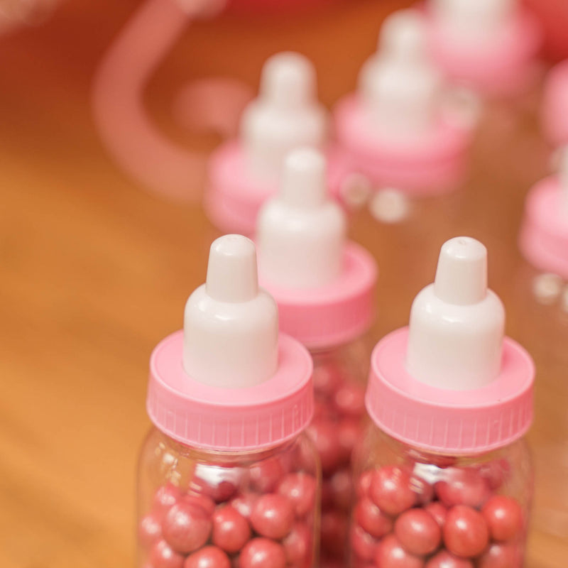 Plastic Baby Bottle Favor 3.5" - Pink - Pack of 12 - Events and Crafts-Celebra