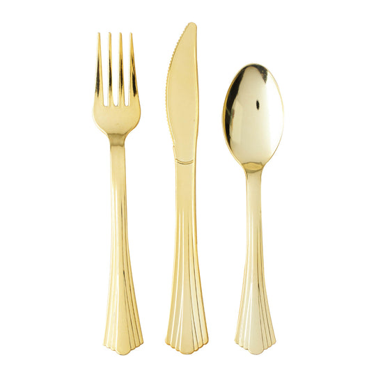 24 Pc. Plastic Cutlery Combo - Gold