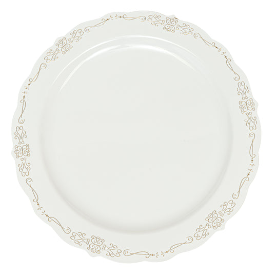 Scalloped Edge Deluxe Disposable Dessert Plates - White