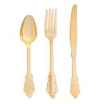 24 Pc. Plastic Vintage Style Cutlery Combo - Gold