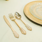 24 Pc. Plastic Vintage Style Cutlery Combo - Gold