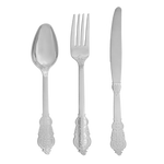 24 Pc. Plastic Vintage Style Cutlery Combo - Silver