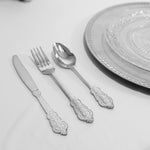 24 Pc. Plastic Vintage Style Cutlery Combo - Silver