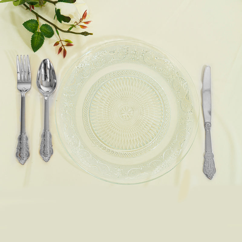 24 Pc. Plastic Vintage Style Cutlery Combo - Silver