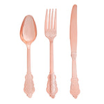 24 Pc. Plastic Vintage Style Cutlery Combo - Rose Gold