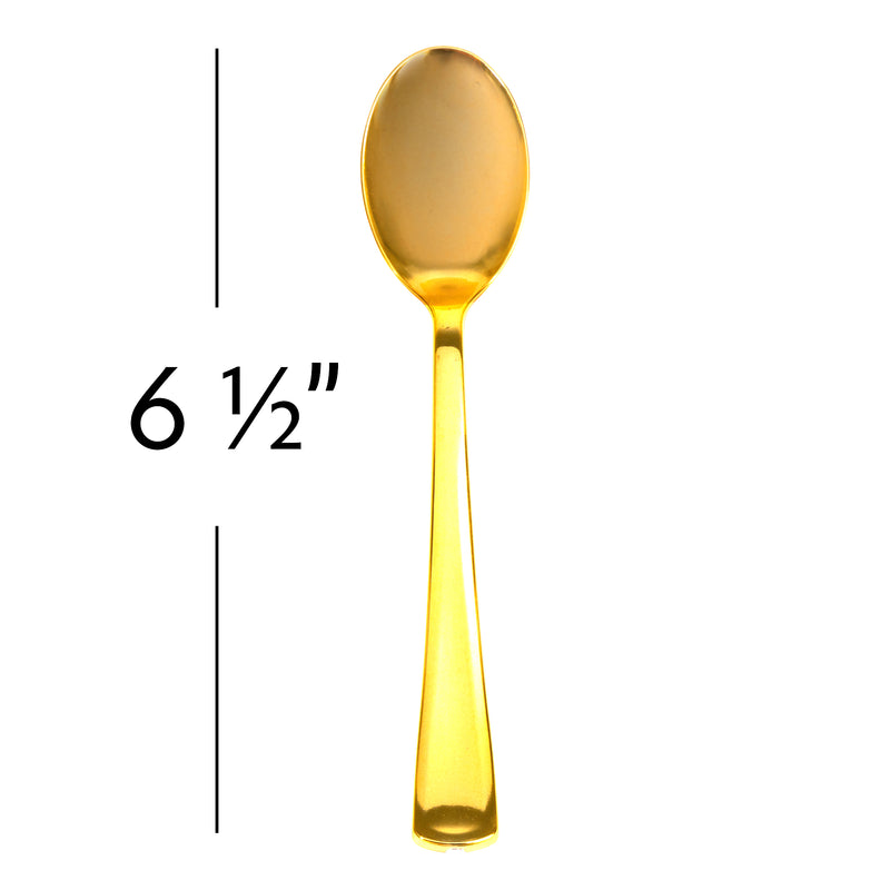 Plastic Premium Spoons Set - 50 Pcs - Gold - Events and Crafts-DecorFest