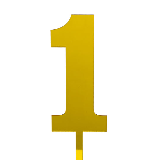 Acrylic Mirrored Cake Topper 4½” Number "1" - Gold