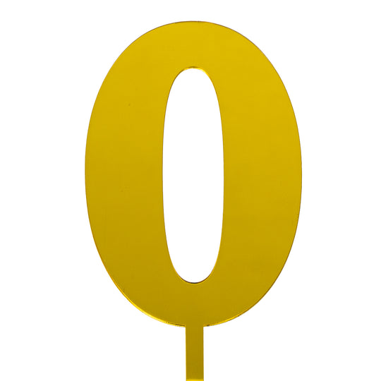 Acrylic Mirrored Cake Topper 4½” Number "0" - Gold