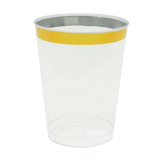 Plastic Disposable Cups with Gold Rim 10oz 24pc/pack