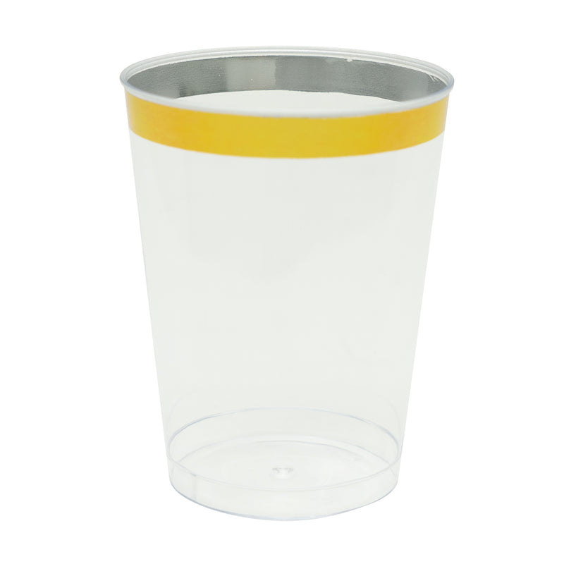 Plastic Disposable Cups with Gold Rim 10oz 24pc/pack - Events and Crafts-DecorFest
