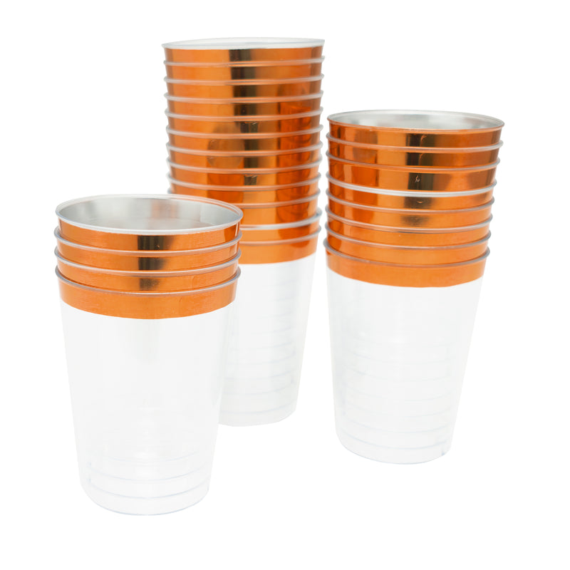 Plastic Disposable Cups with Rose Gold Rim 10oz 24pc/pack - Events and Crafts-DecorFest