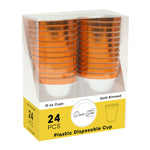 Plastic Disposable Cups with Rose Gold Rim 10oz 24pc/pack - Events and Crafts-DecorFest