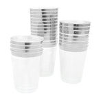 Plastic Disposable Cups with Silver Rim 10oz 24pc/pack - Events and Crafts-DecorFest