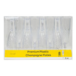 Premium Plastic Champagne Flutes 8pc/pack- Clear - Events and Crafts-DecorFest