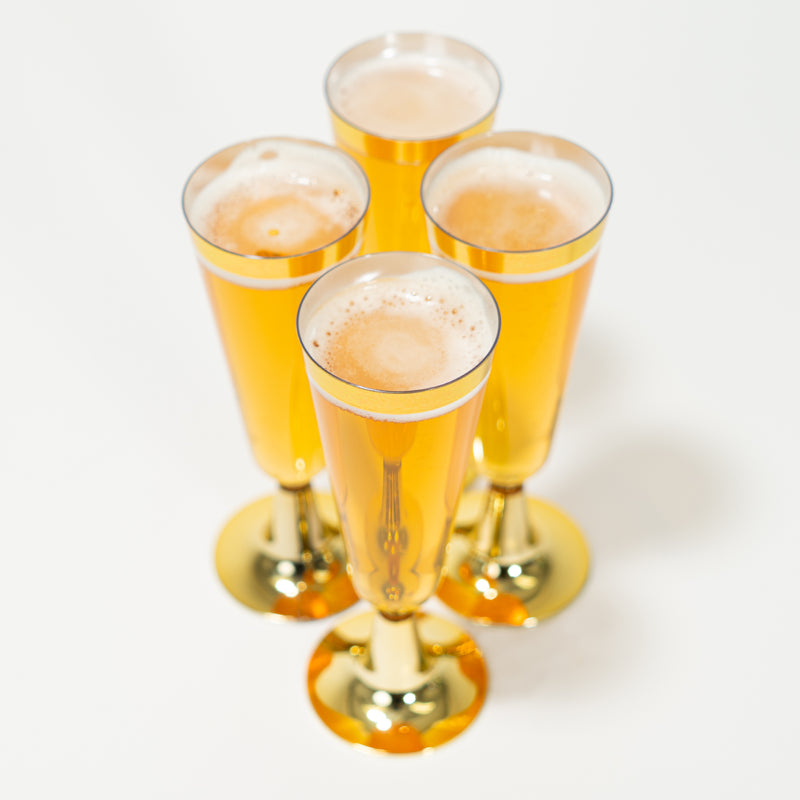 Plastic Champagne Flutes with Metallic Trim 6¼" 12pc/pack - Gold - Events and Crafts-DecorFest