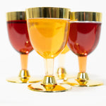 Plastic Wine Glasses with Metallic Trim 4¾" 12pc/pack - Gold - Events and Crafts-DecorFest