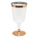 Plastic Wine Glasses with Metallic Trim 4¾" 12pc/pack - Rose Gold - Events and Crafts-DecorFest