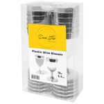 Plastic Wine Glasses with Metallic Trim 4¾" 12pc/pack - Silver - Events and Crafts-DecorFest