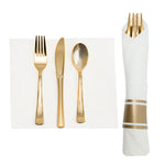 Pre-Rolled Napkin and Plastic Cutlery 10sets - Gold - Events and Crafts-DecorFest