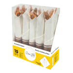 Pre-Rolled Napkin and Plastic Cutlery 10sets - Rose Gold - Events and Crafts-DecorFest