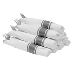 Pre-Rolled Napkin and Plastic Cutlery 10sets - Silver - Events and Crafts-DecorFest