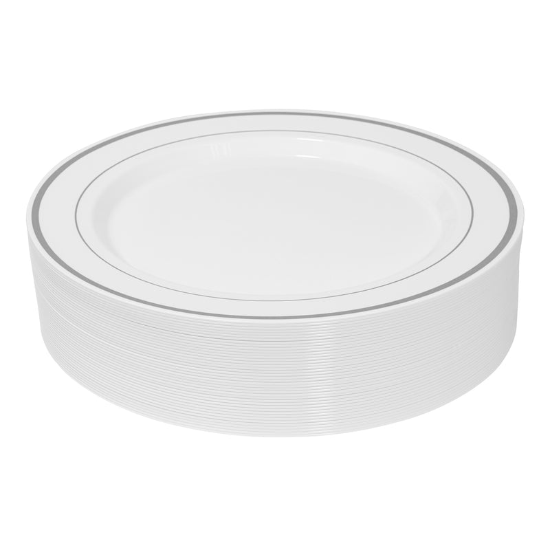Disposable Deluxe Plate Set 10½" 40pc/pack - Silver - Events and Crafts-DecorFest