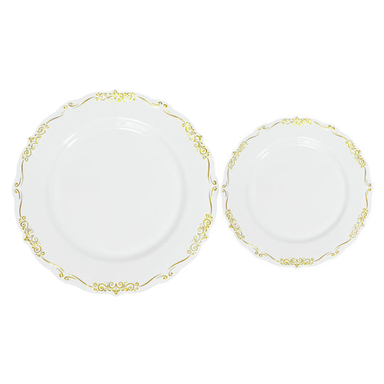 Disposable Deluxe Embossed Plate Set 40pc/set - Gold