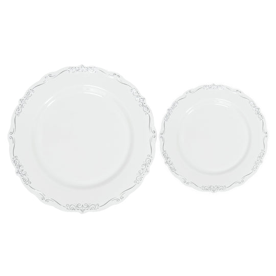Disposable Deluxe Embossed Plate Set 40pc/set - Silver