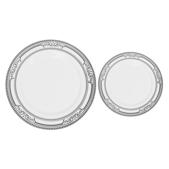 Disposable Deluxe Plate Set 50pc/set - Silver