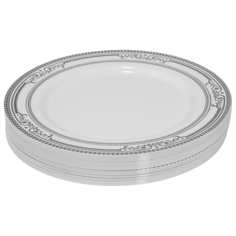 Disposable Deluxe Plate Set 50pc/set - Silver - Events and Crafts-DecorFest