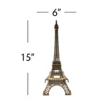 Metal Eiffel Tower Sculpture 15" Tall - Bronze - Events and Crafts-Simply Elegant