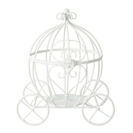 Metal Pumpkin Carriage 11.5" - White
