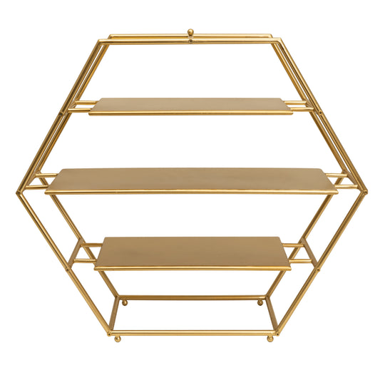 Metal 3 Tier Dessert Stand Hexagon - Gold