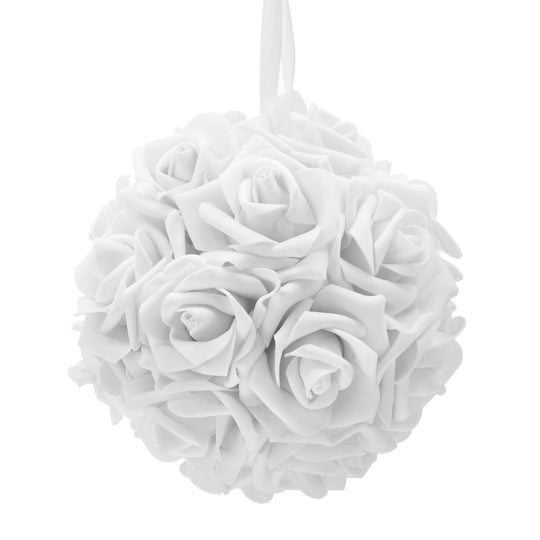 Foam Rose Pomander 6.5" White