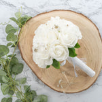 Artificial Foam Rose Bouquet with Rhinestones - White - Events and Crafts-Elite Floral