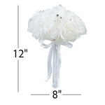 Artificial Foam Rose Bouquet with Rhinestones - White - Events and Crafts-Elite Floral