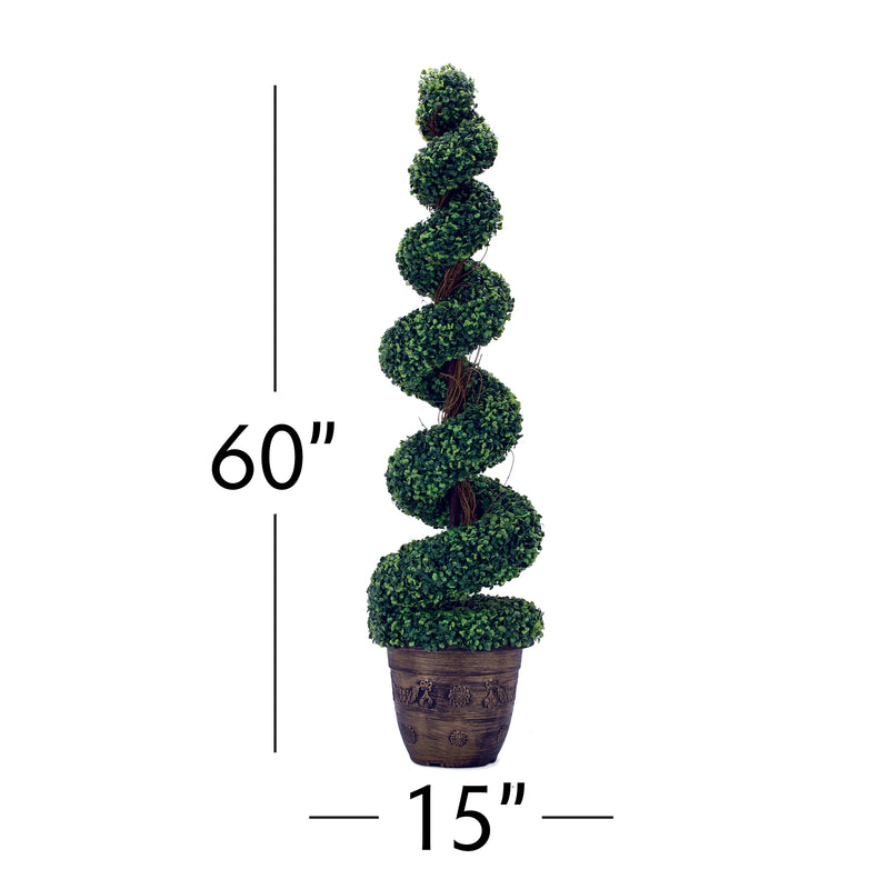 Spiral Artificial Topiary Boxwood Tree 60" - Events and Crafts-Simple Elements