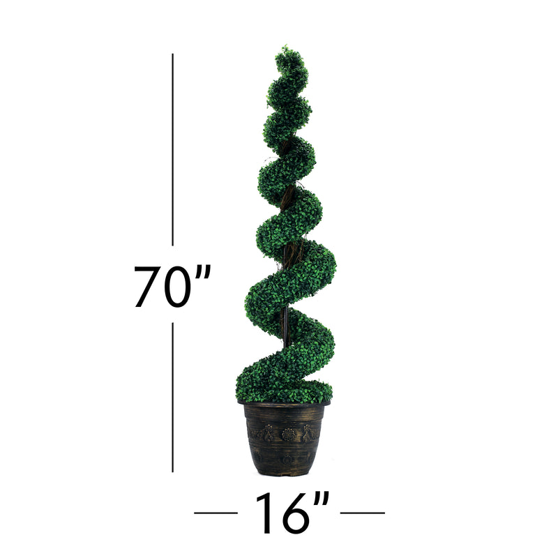 Spiral Artificial Topiary Boxwood Tree 70" - Events and Crafts-Simple Elements