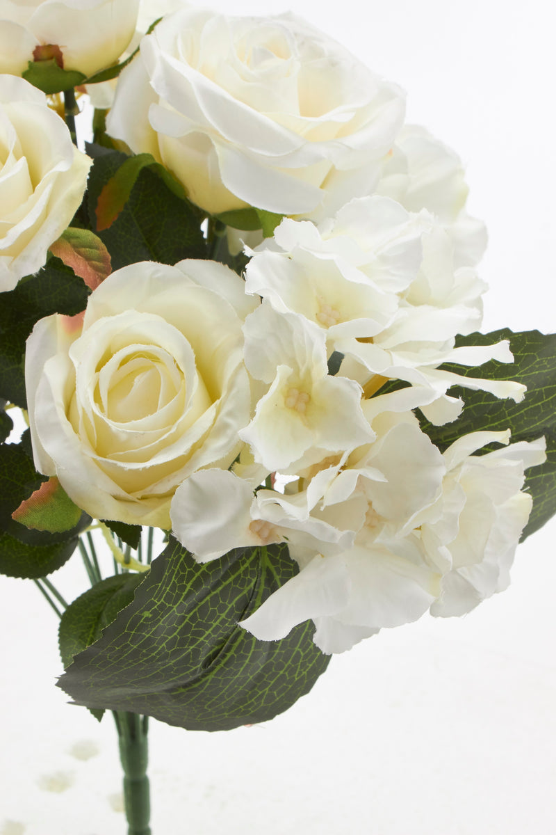 Faux Hydrangea and Rose Bouquet-White - Events and Crafts-Elite Floral