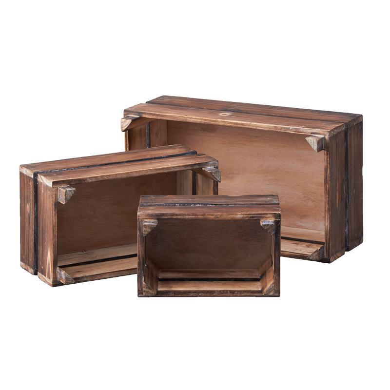 Decorative Rustic Wood Crate 3 Piece Set