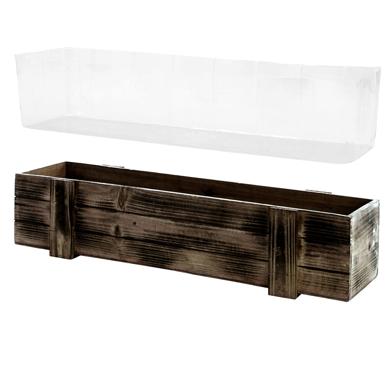 Rustic Planter Box with Plastic Liner - 30" x 6"