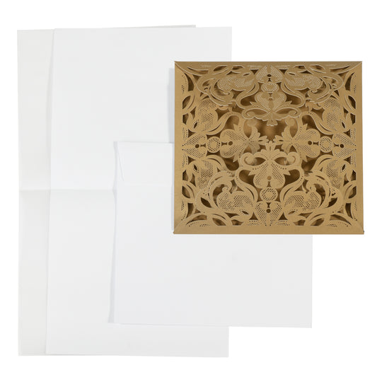 Laser Cut Square Invitation Set 8pc Set -Gold